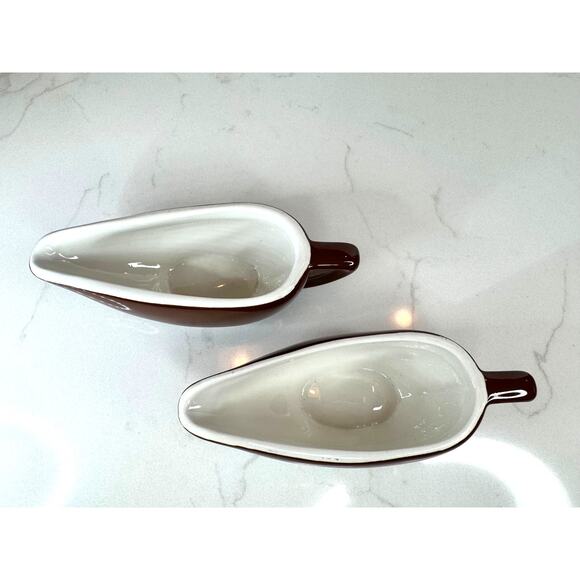 Pair MCM Hall China Individual Restaurant Sauciere/Gravy /Sauce Boats 2 Ounces - Picture 3 of 5